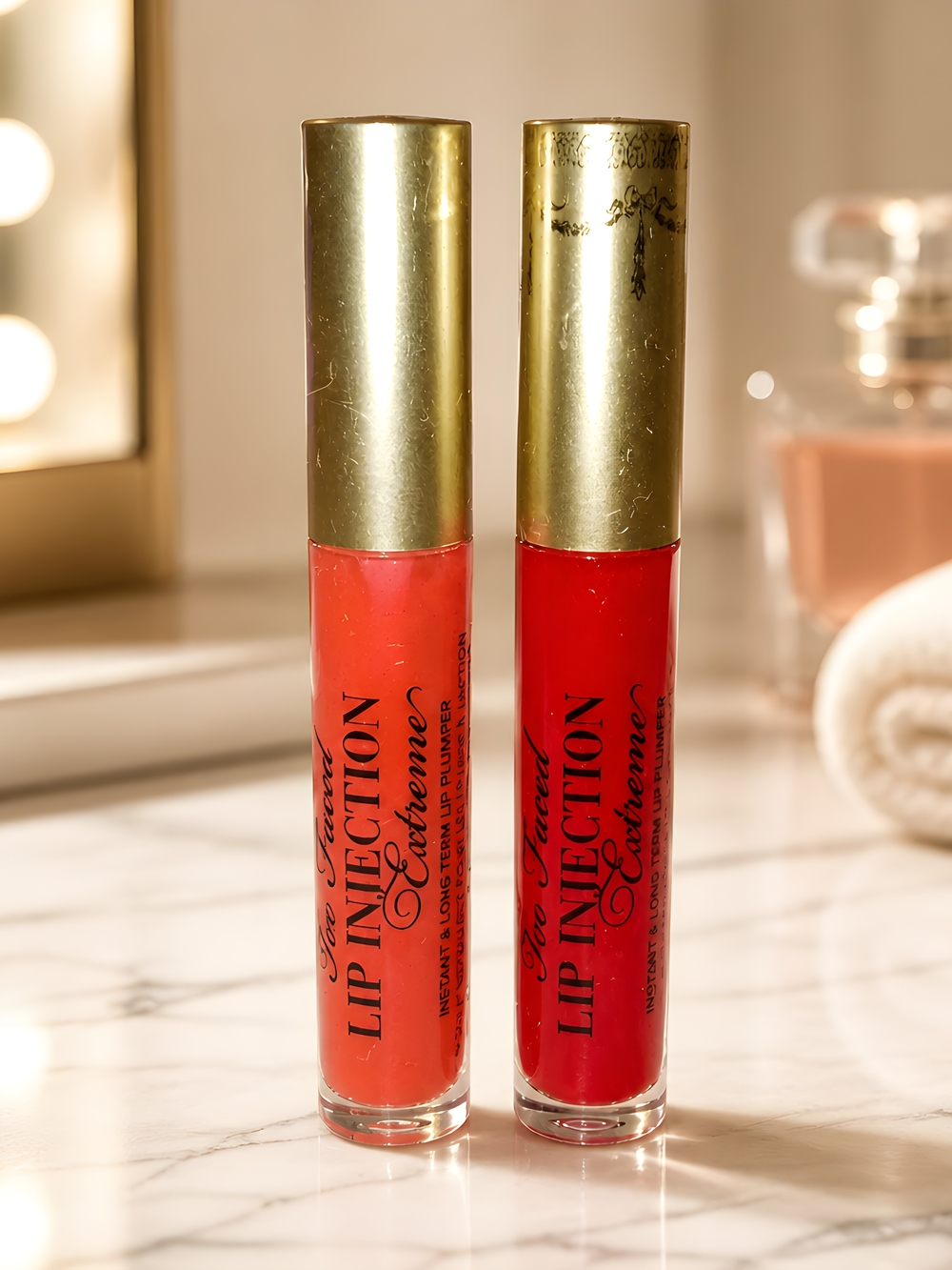 Too Faced Lip Inj Extreme Plumping Gloss In Tangerine Dream & Strawberry Kiss